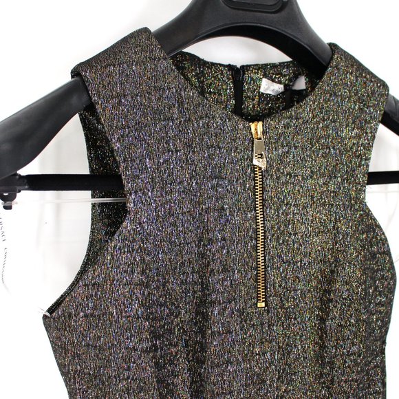 Versace Collection Metallic Mini Dress Shimmer Sleeveless Form Fit 42 Small NEW - Picture 3 of 9
